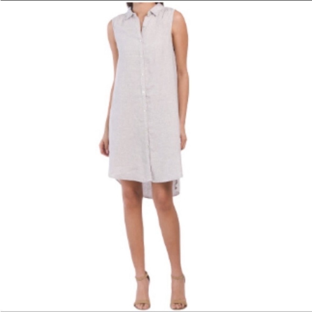 H by Halston 100% Linen Sleeveless Shirt Dress M
